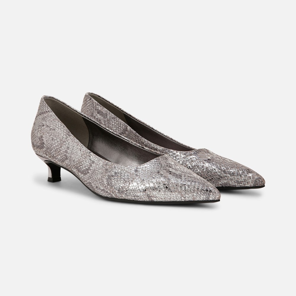 Naturalizer Natalia Kitten Heel - Silver Snake Print Leather