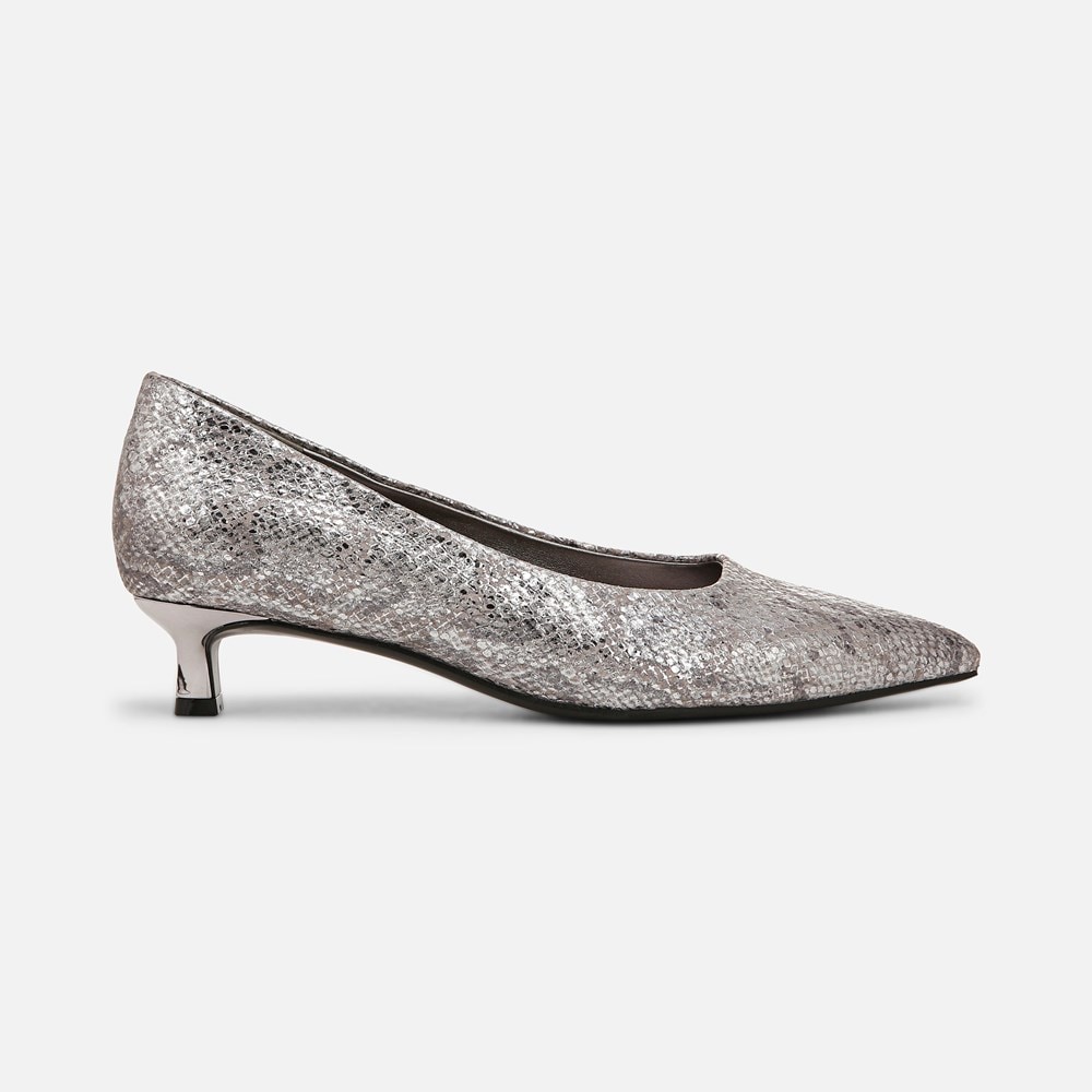 Naturalizer Natalia Kitten Heel - Silver Snake Print Leather