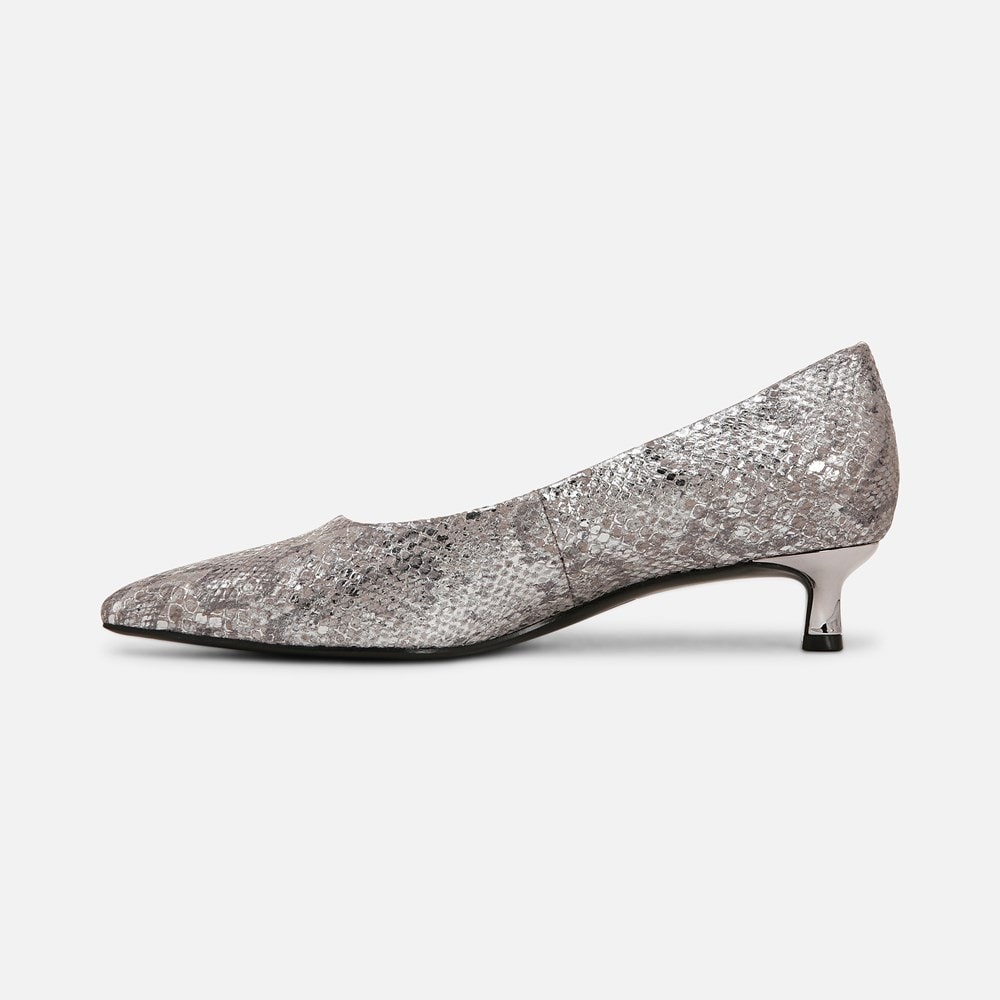 Naturalizer Natalia Kitten Heel - Silver Snake Print Leather