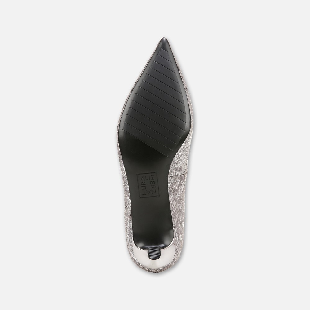 Naturalizer Natalia Kitten Heel - Silver Snake Print Leather