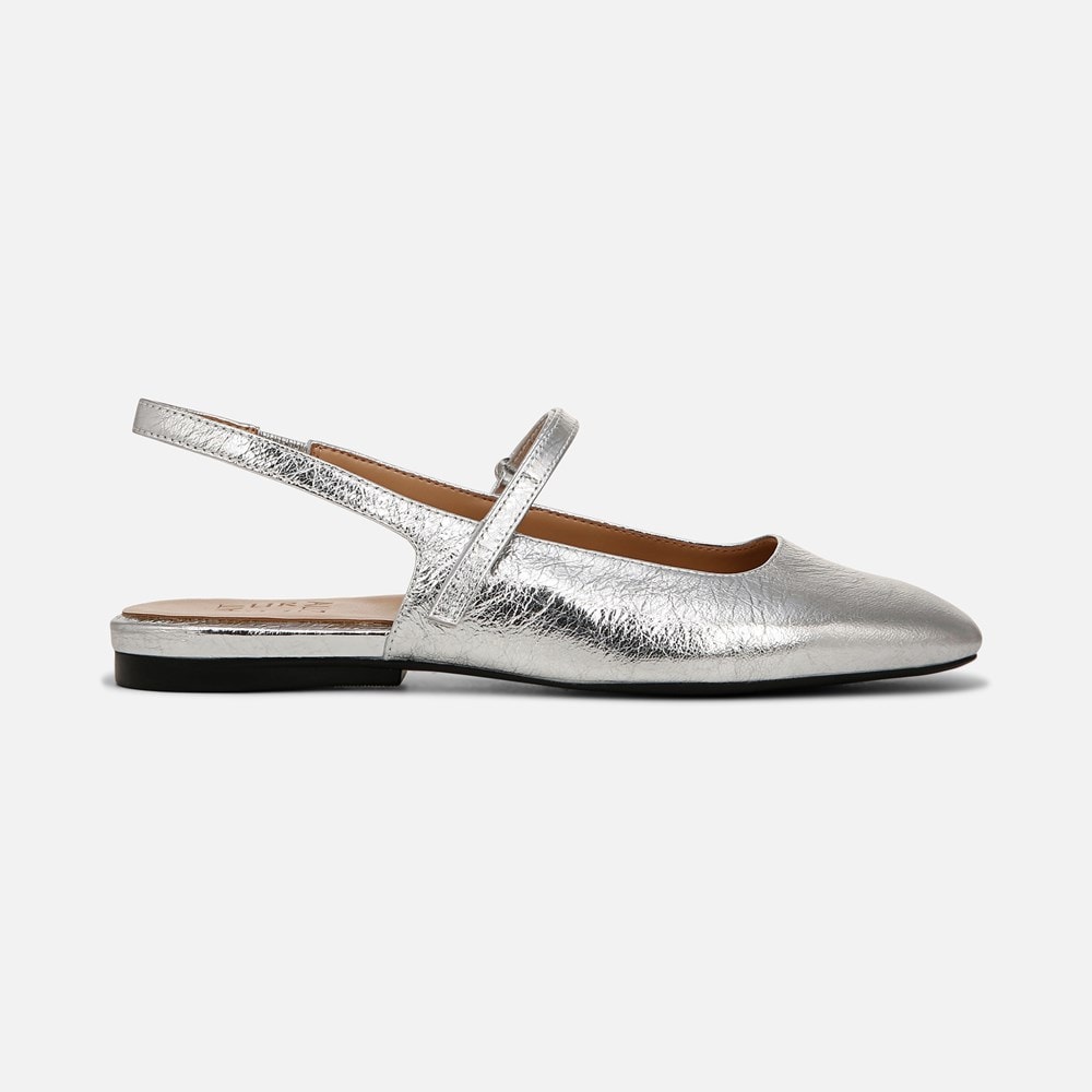 Naturalizer Connie Mary Jane Slingback Flat - Silver Leather