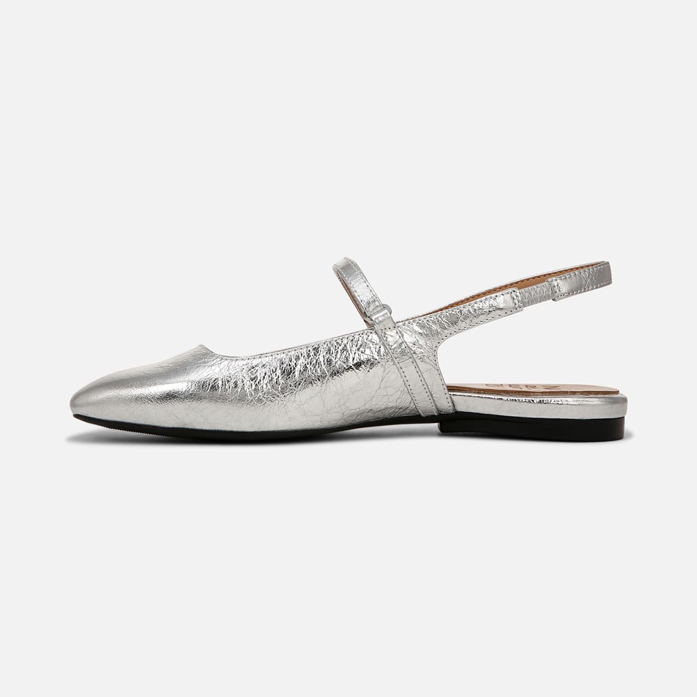 Naturalizer Connie Mary Jane Slingback Flat - Silver Leather