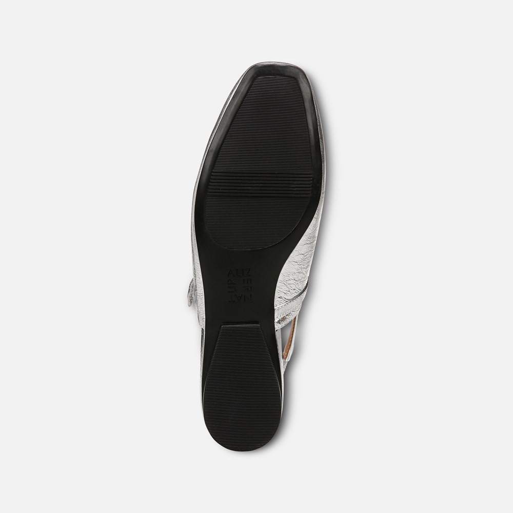 Naturalizer Connie Mary Jane Slingback Flat - Silver Leather