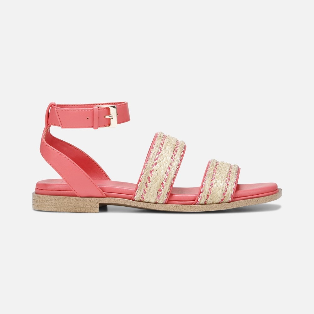 Naturalizer Gana Strappy Sandal - Sunset Coral Faux Straw Fabric