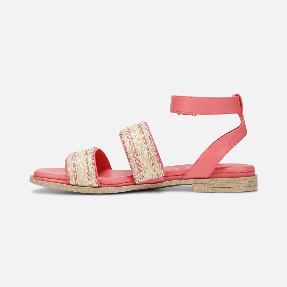 Naturalizer Gana Strappy Sandal - Sunset Coral Faux Straw Fabric