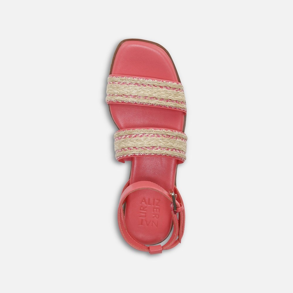 Naturalizer Gana Strappy Sandal - Sunset Coral Faux Straw Fabric