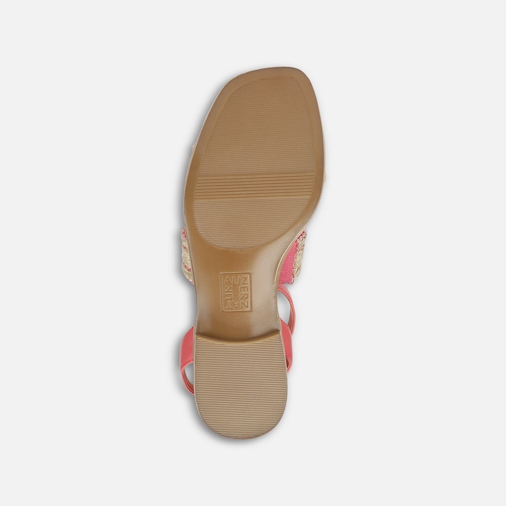 Naturalizer Gana Strappy Sandal - Sunset Coral Faux Straw Fabric