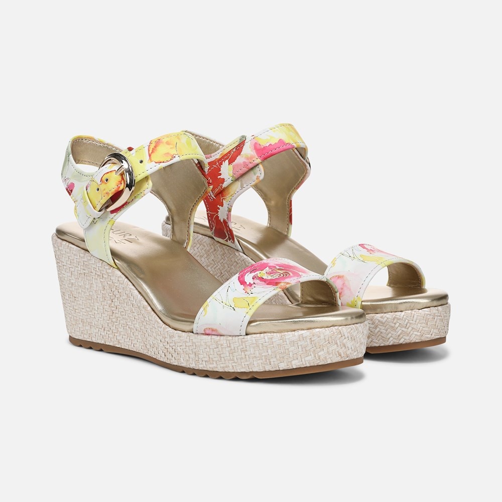 Naturalizer Stella Wedge Sandal - Sunlight Floral Leather