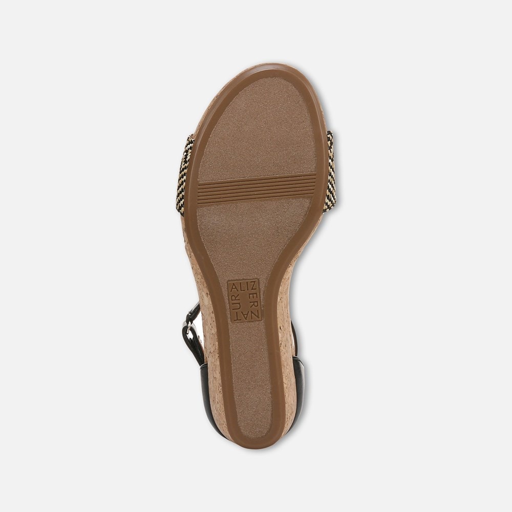 Naturalizer Areda Wedge Sandal - Black Basket Weave Faux Leather