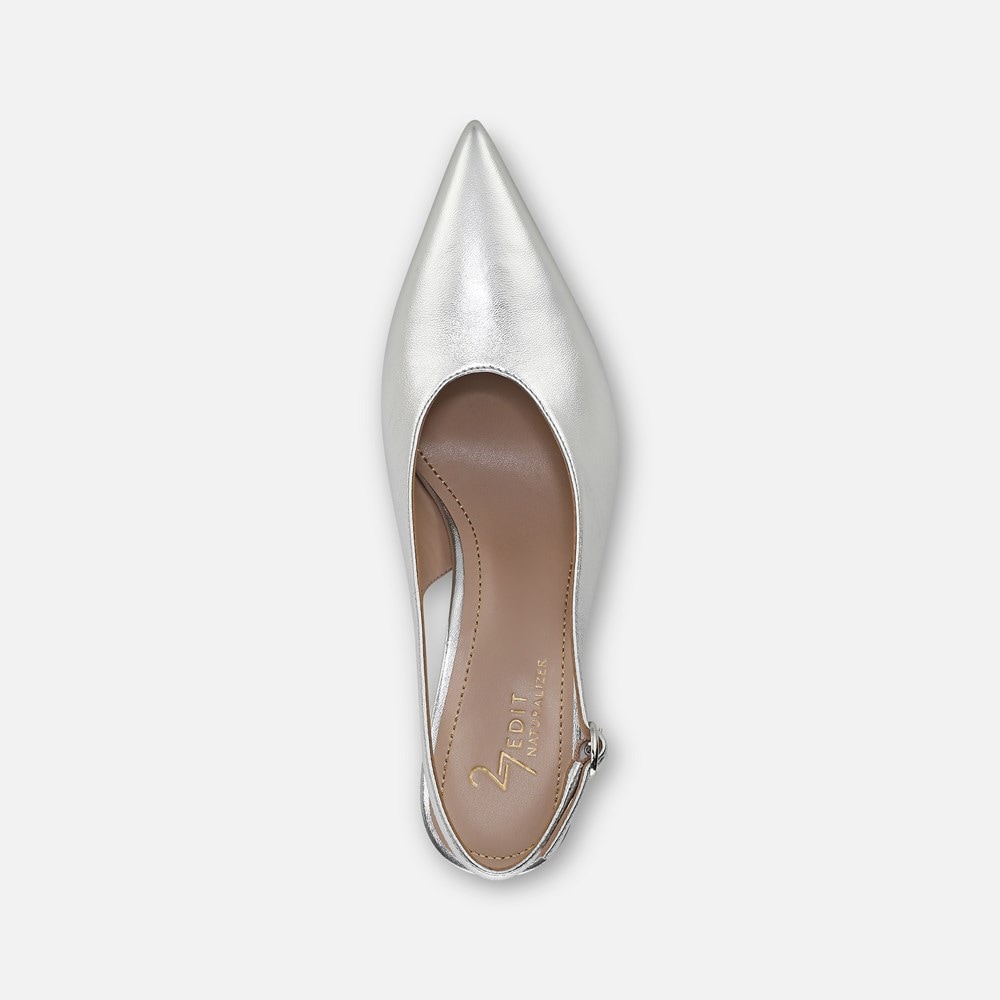 Naturalizer 27 EDIT Elaine Slingback Dress Shoe - Silver Leather