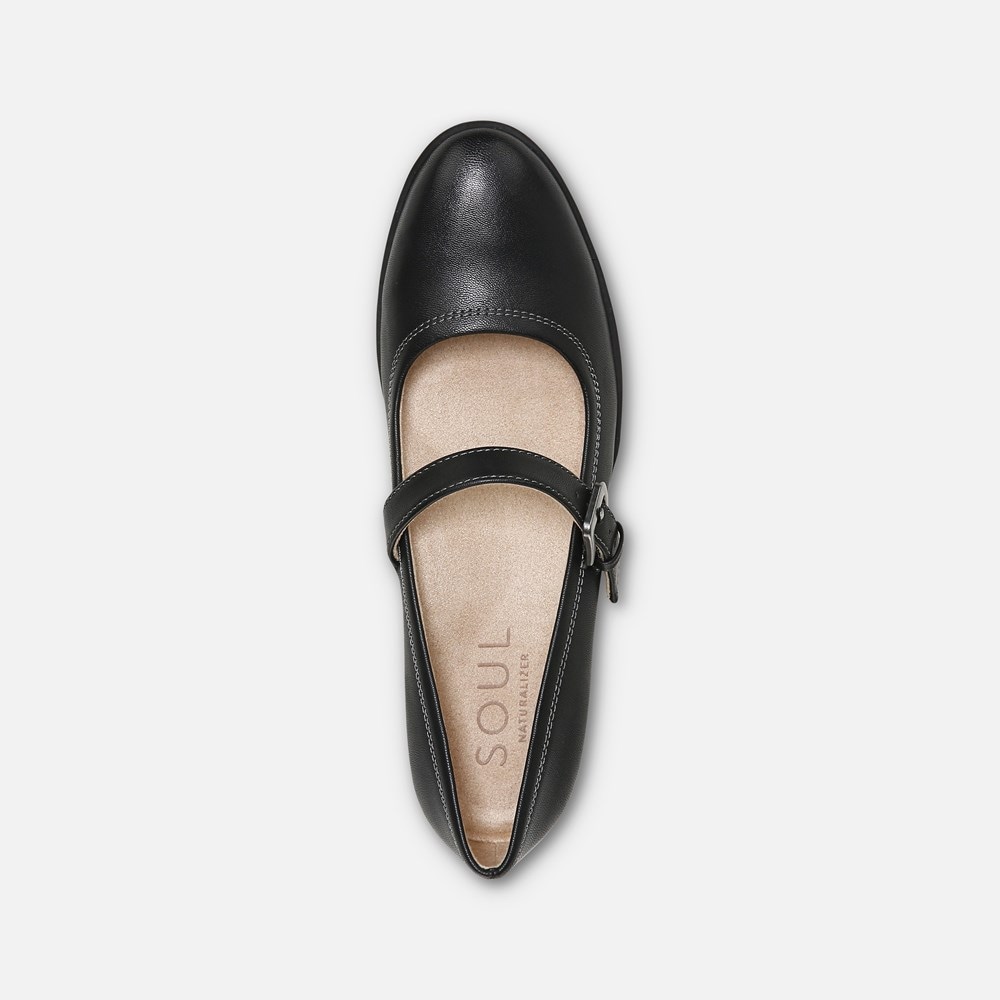Naturalizer SOUL Ramona Mary Jane Flat - Black Smooth Synthetic