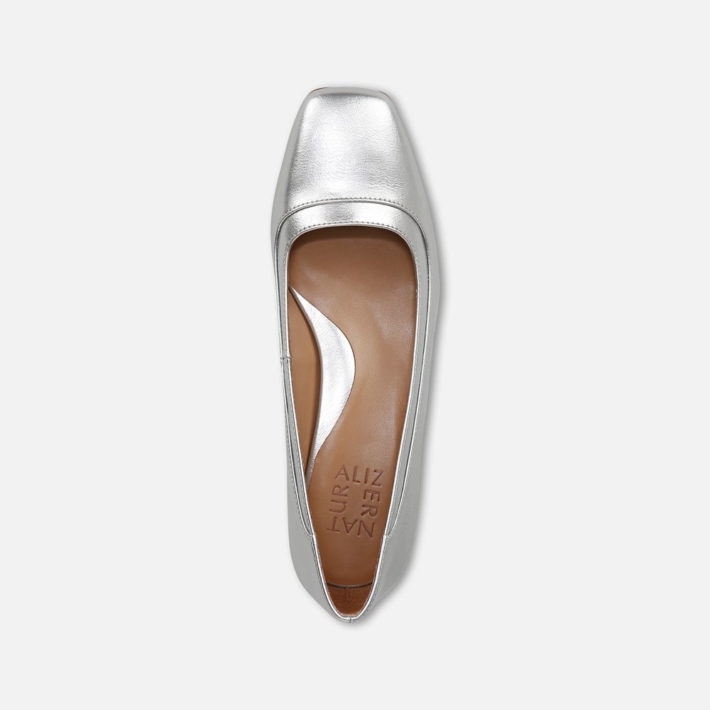 Naturalizer Huntley Block Heel Pump - Silver Faux Leather