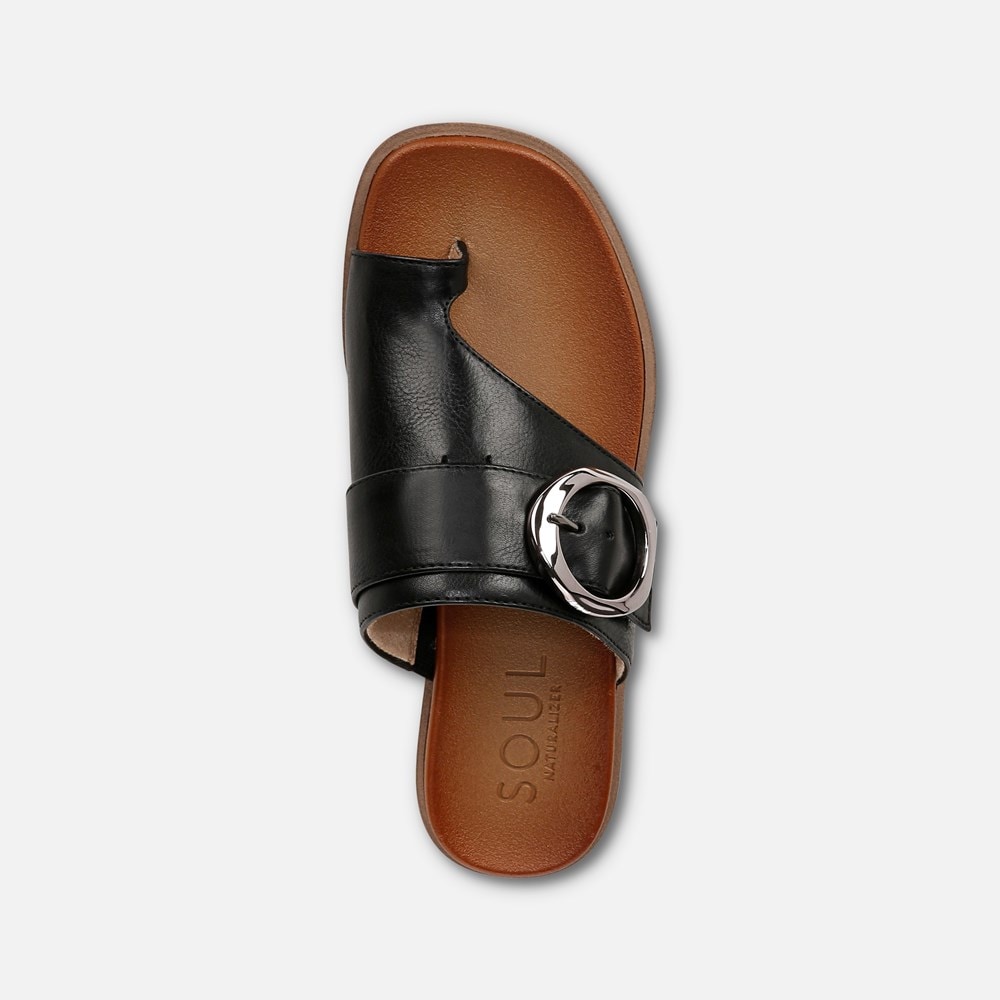 Naturalizer SOUL Joanie Slide Sandal - Black Faux Leather