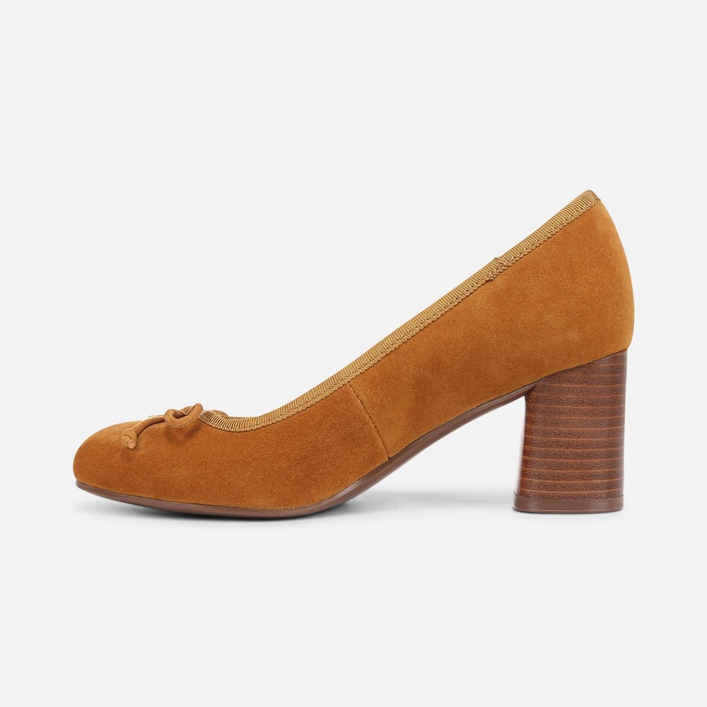 Naturalizer Sienna Block Heel Pump - Dark Saffron Yellow Suede