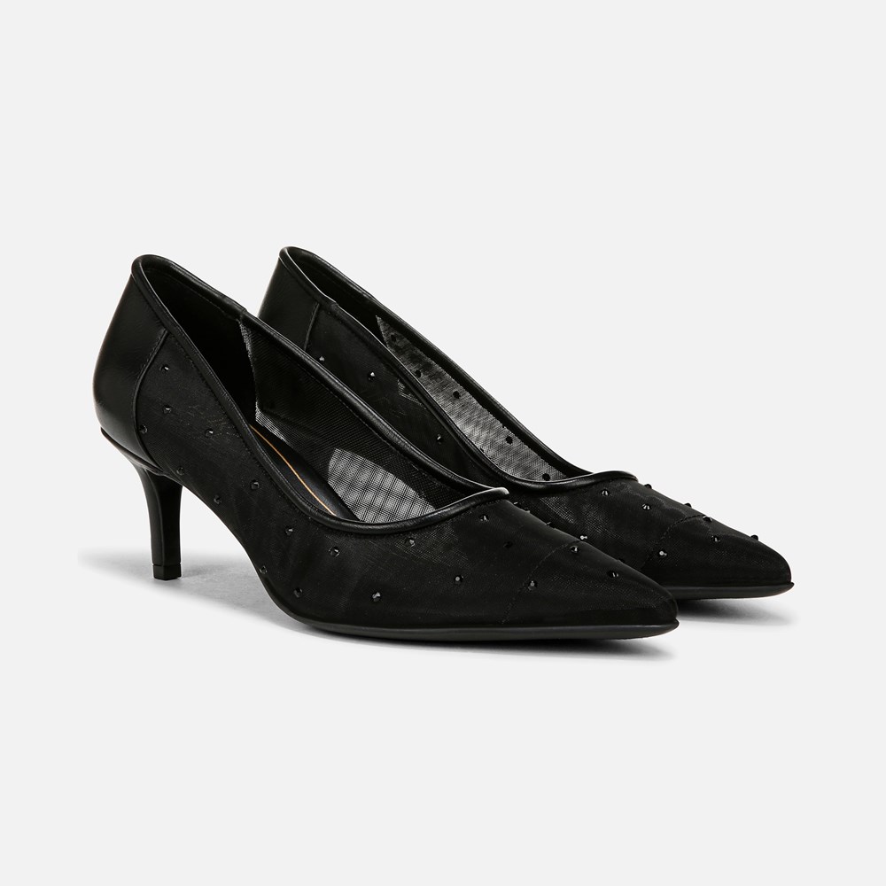 Naturalizer Everly Pump - Black Faux Leather \u0026 Mesh
