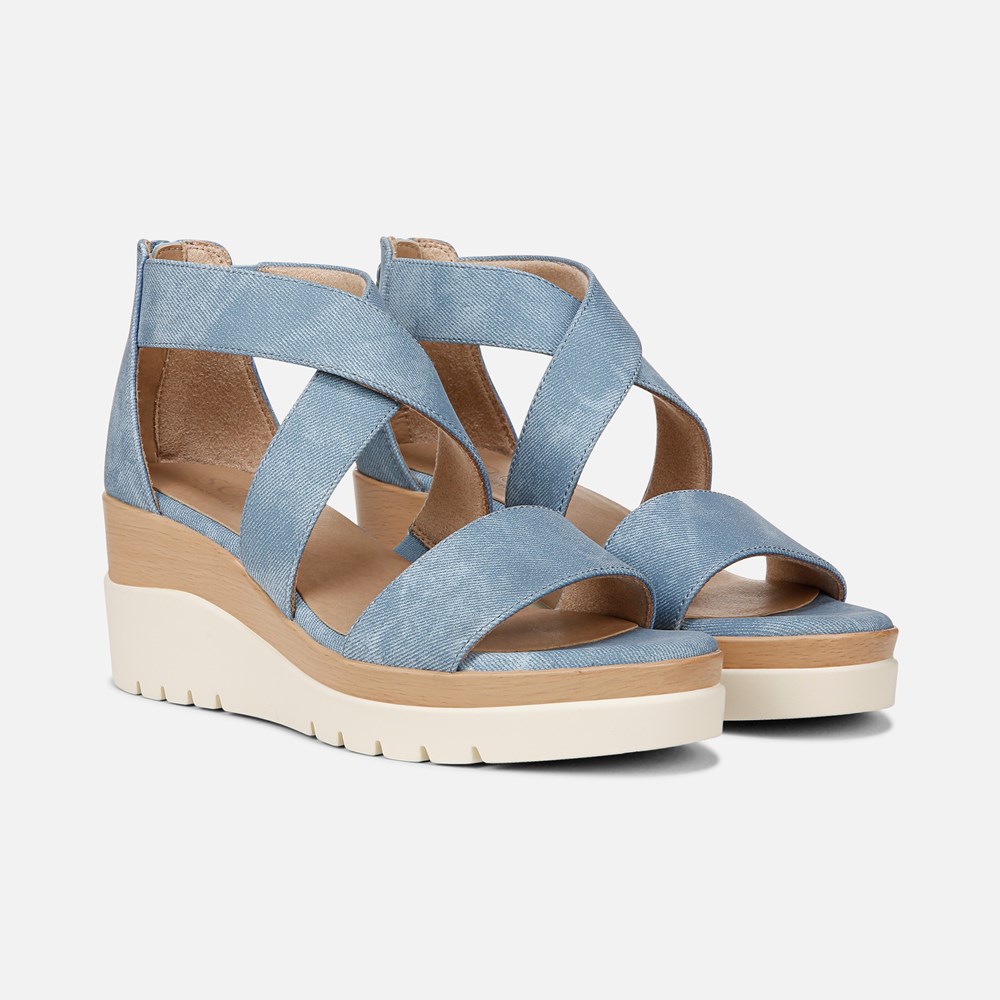 Naturalizer Soul Goodtimes Wedge Sandal - Mid Blue Fabric