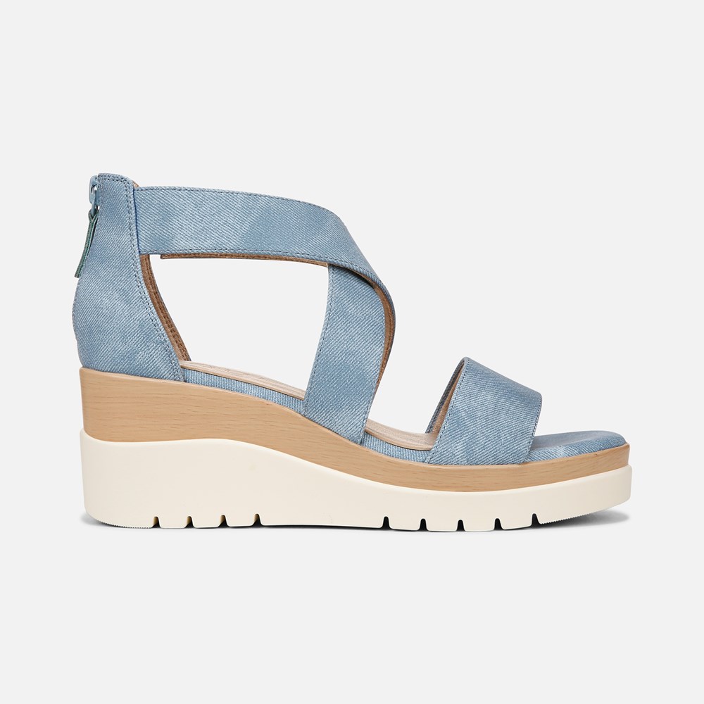 Naturalizer Soul Goodtimes Wedge Sandal - Mid Blue Fabric