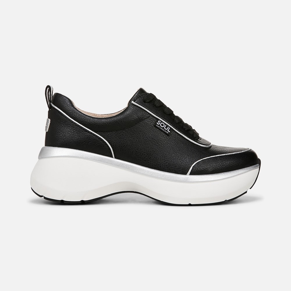 Naturalizer SOUL Roquel Lace Up Sneaker - Black Faux Leather