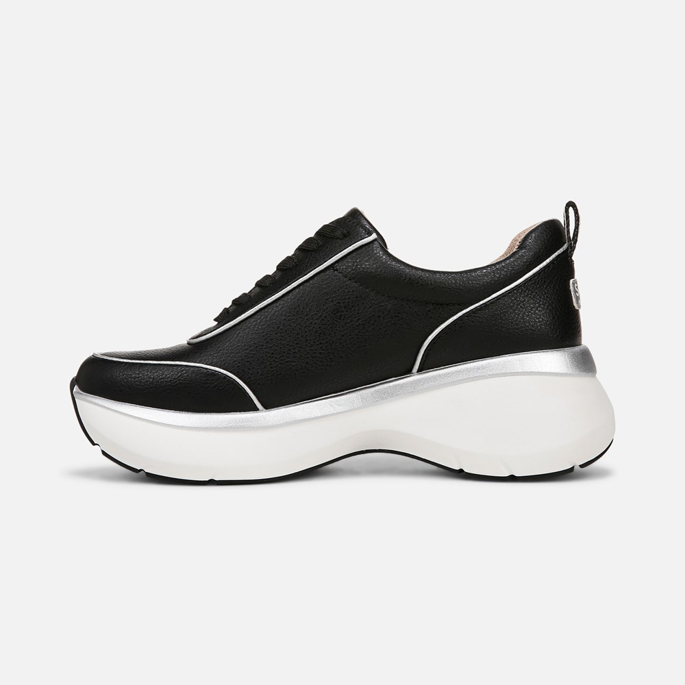 Naturalizer SOUL Roquel Lace Up Sneaker - Black Faux Leather