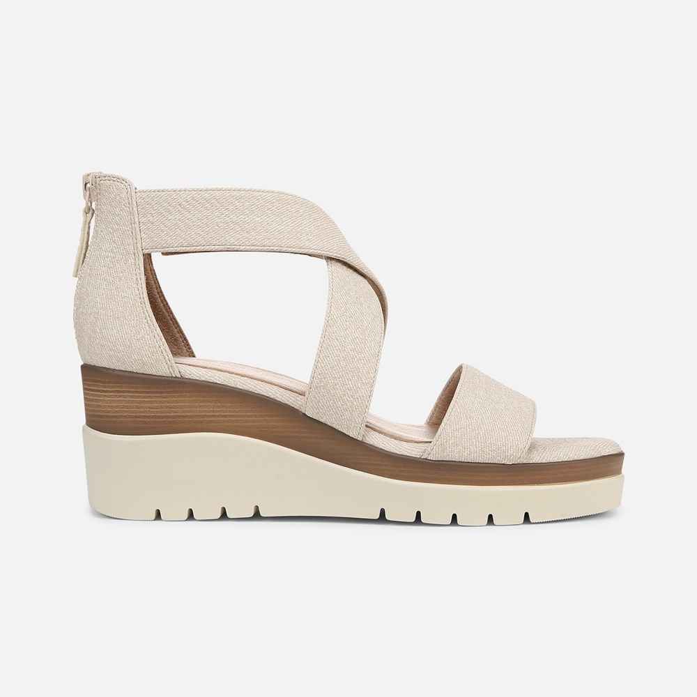 Naturalizer Soul Goodtimes Wedge Sandal - Light Sand Faux Leather