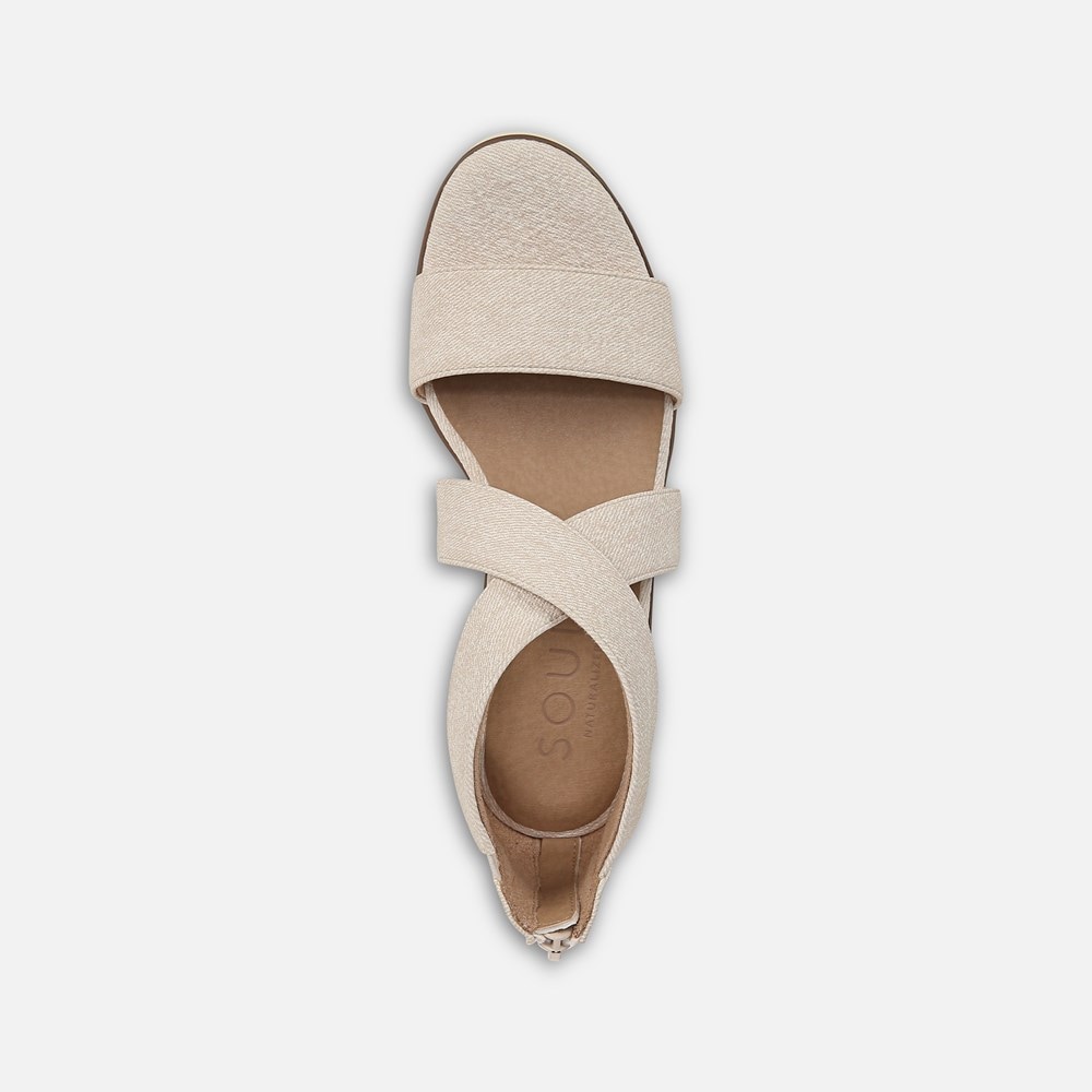 Naturalizer Soul Goodtimes Wedge Sandal - Light Sand Faux Leather