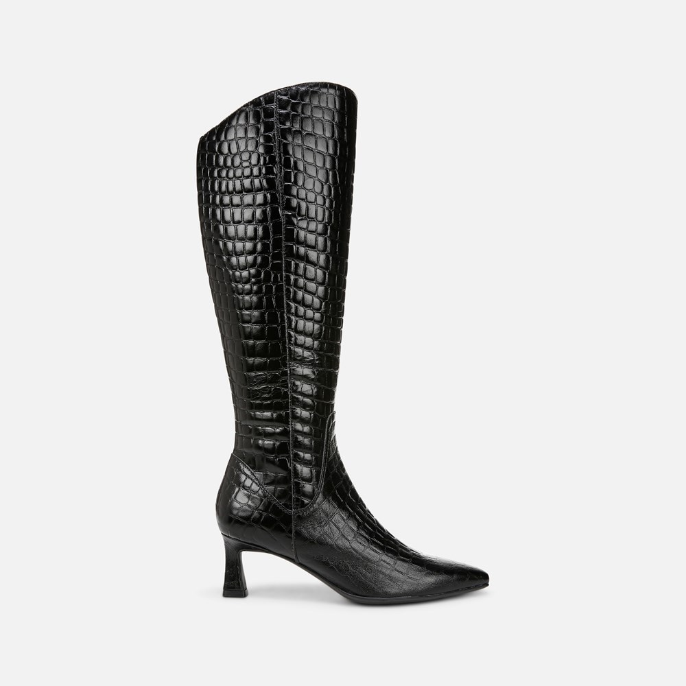 Naturalizer Deesha Narrow Calf Knee High Boot - Black Croco Leather