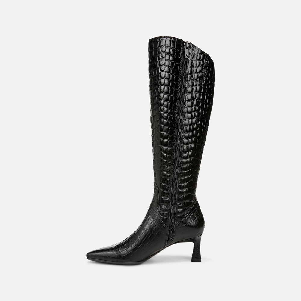 Naturalizer Deesha Narrow Calf Knee High Boot - Black Croco Leather