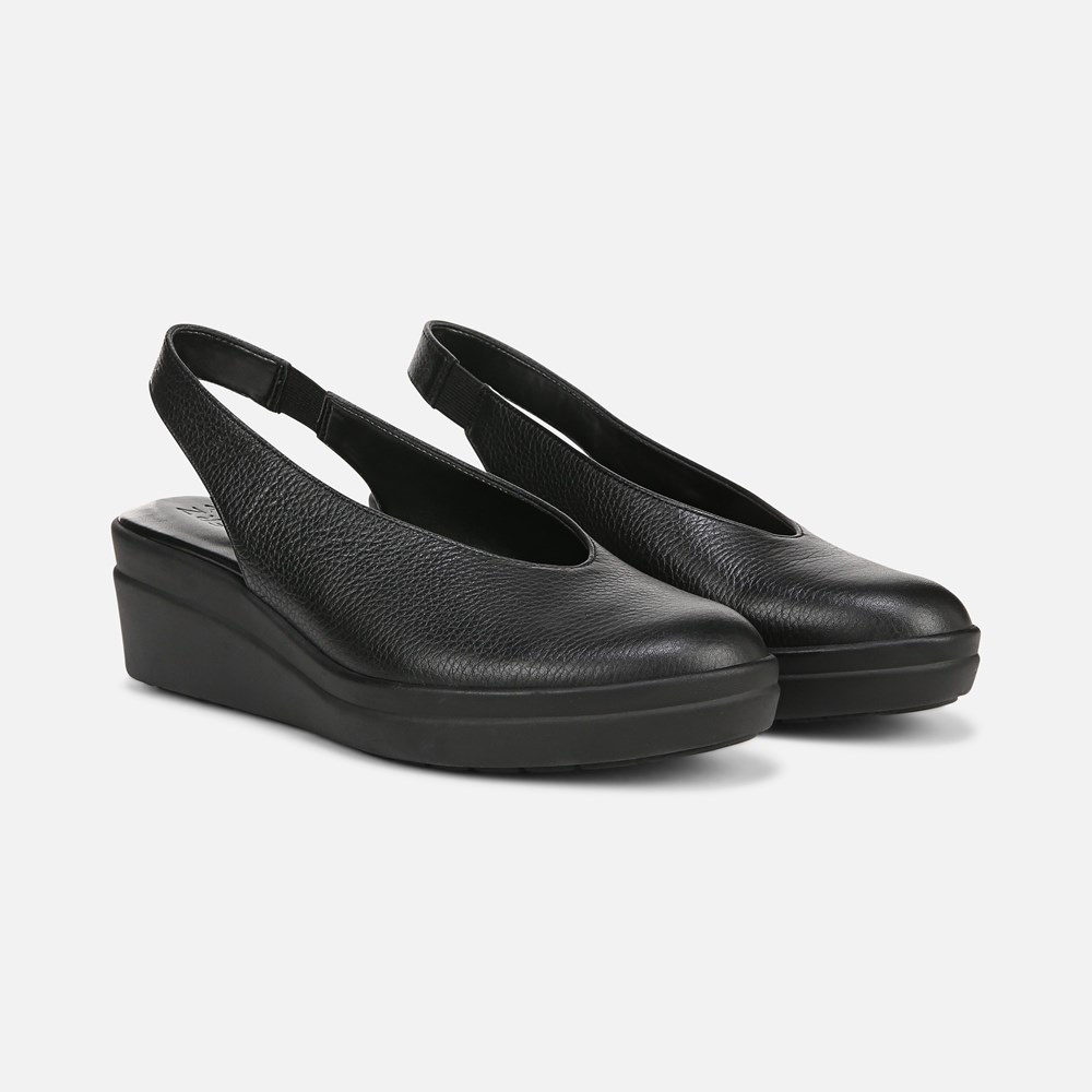 Naturalizer Sutton Slingback Wedge - Black Leather