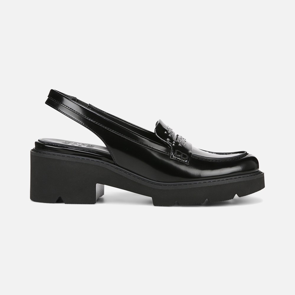 Naturalizer Darry Lug Sole Slingback Loafer - Black Faux Leather