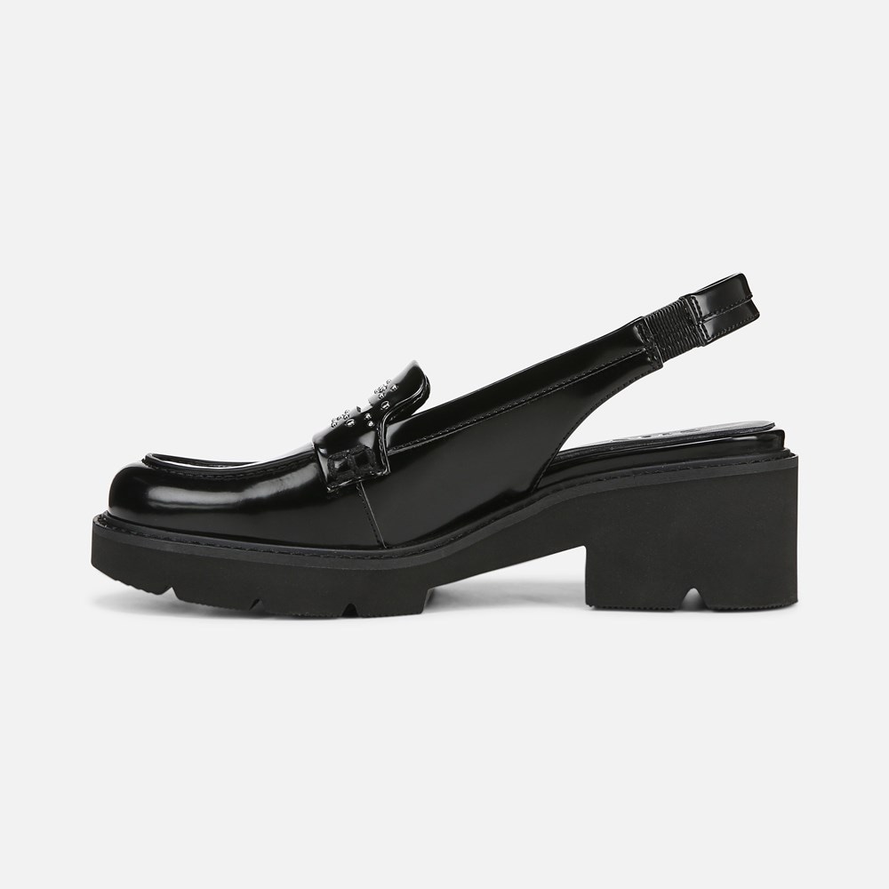 Naturalizer Darry Lug Sole Slingback Loafer - Black Faux Leather