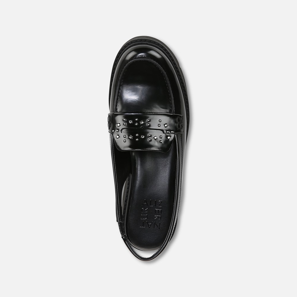 Naturalizer Darry Lug Sole Slingback Loafer - Black Faux Leather