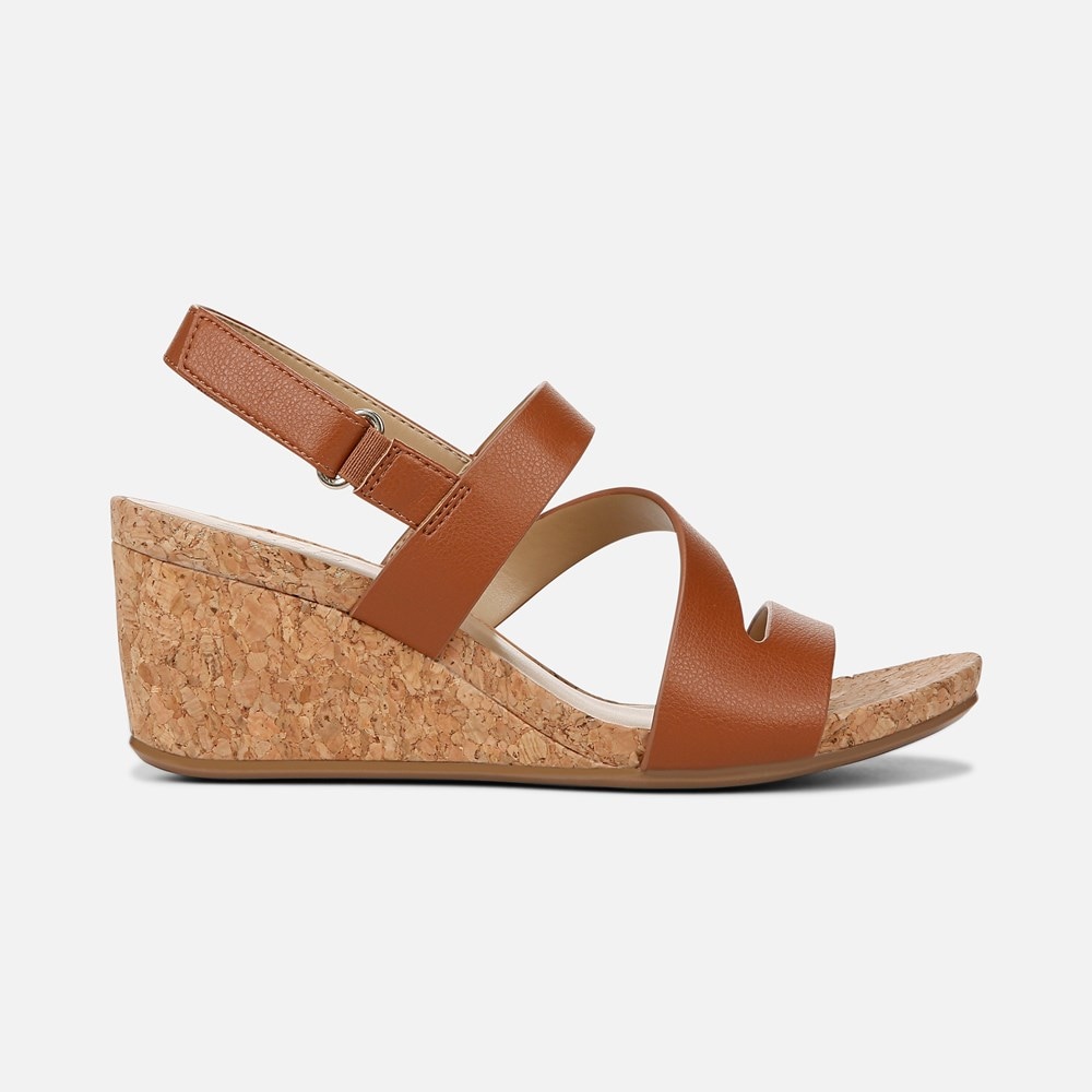Naturalizer Adria Wedge Sandal - Toffee Brown Faux Leather