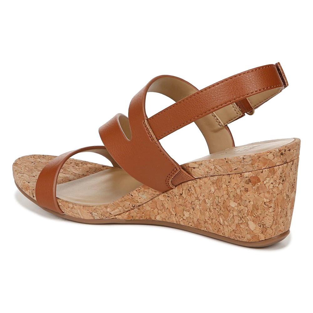 Naturalizer Adria Wedge Sandal - Toffee Brown Faux Leather