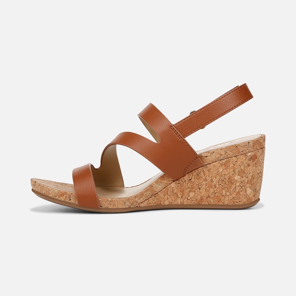 Naturalizer Adria Wedge Sandal - Toffee Brown Faux Leather