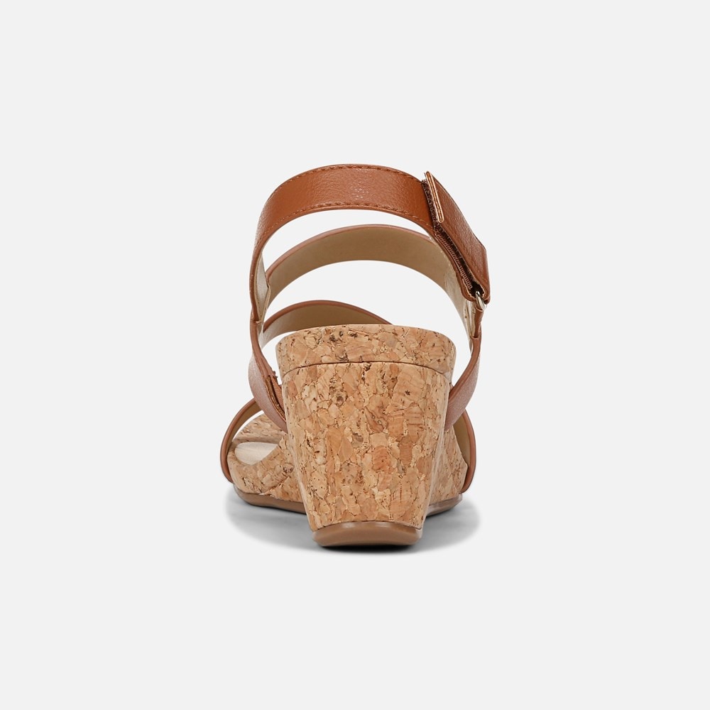 Naturalizer Adria Wedge Sandal - Toffee Brown Faux Leather