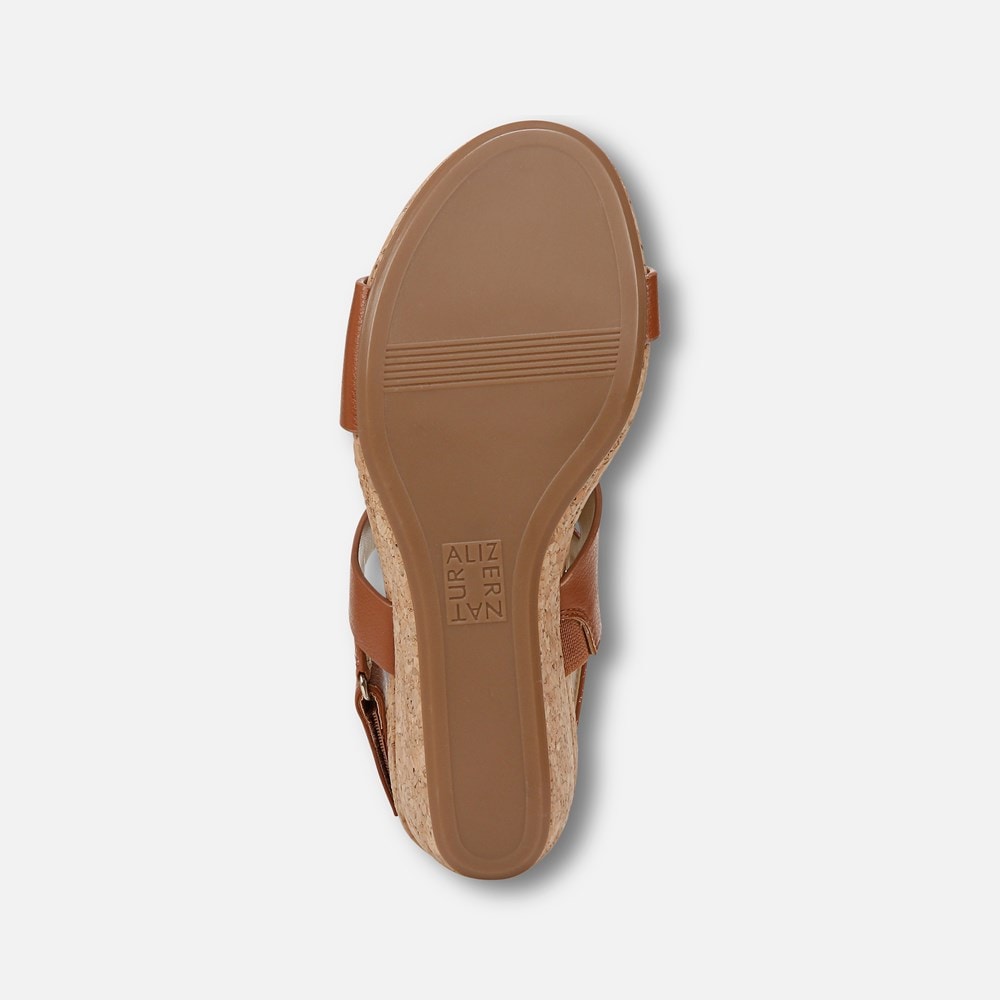 Naturalizer Adria Wedge Sandal - Toffee Brown Faux Leather