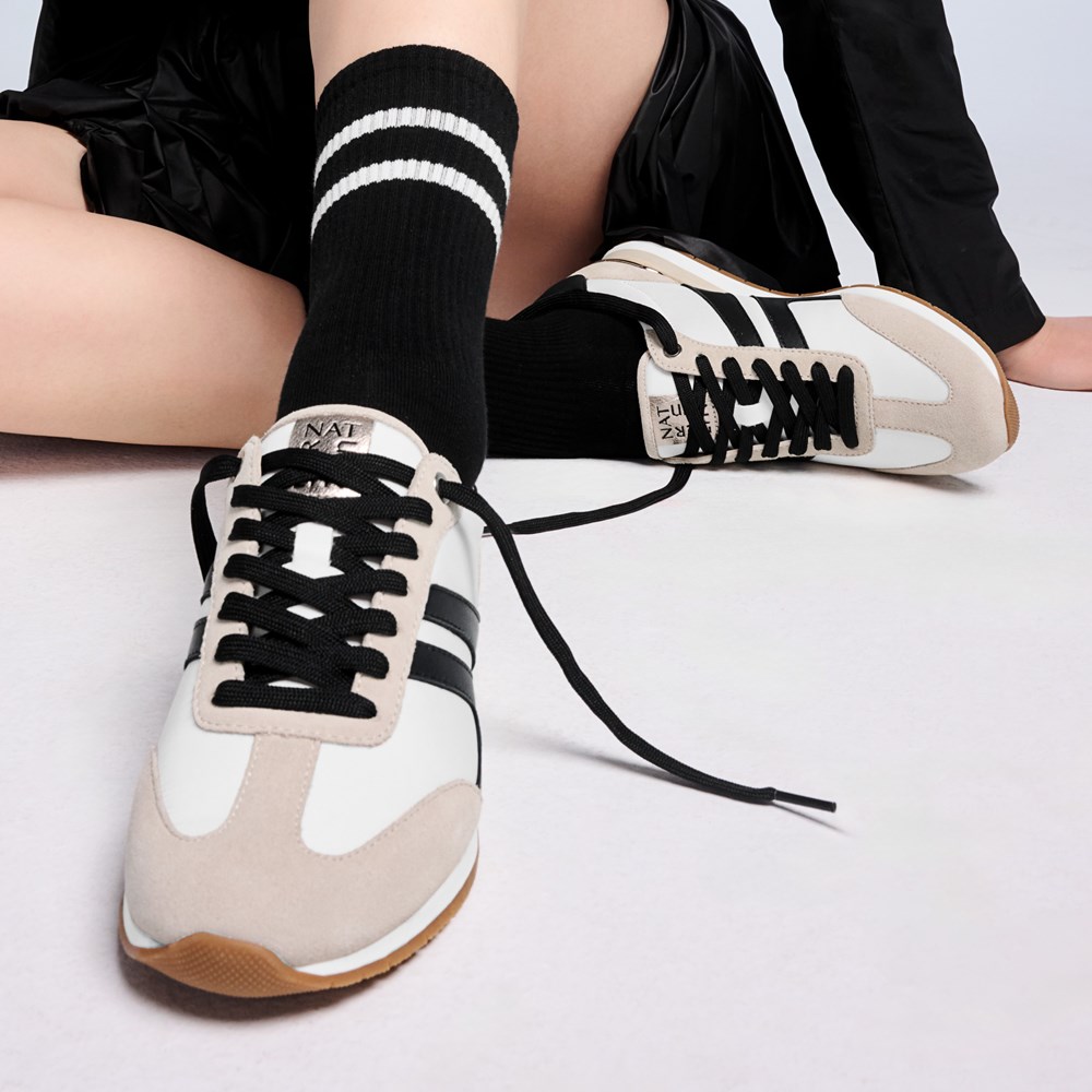 Naturalizer Lorena Lace Up Sneaker - Off White Fabric \\u0026 Suede