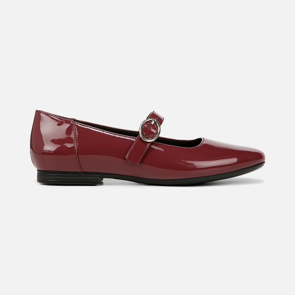 Naturalizer Kelly Mary Jane Flat - Cranberry Faux Leather