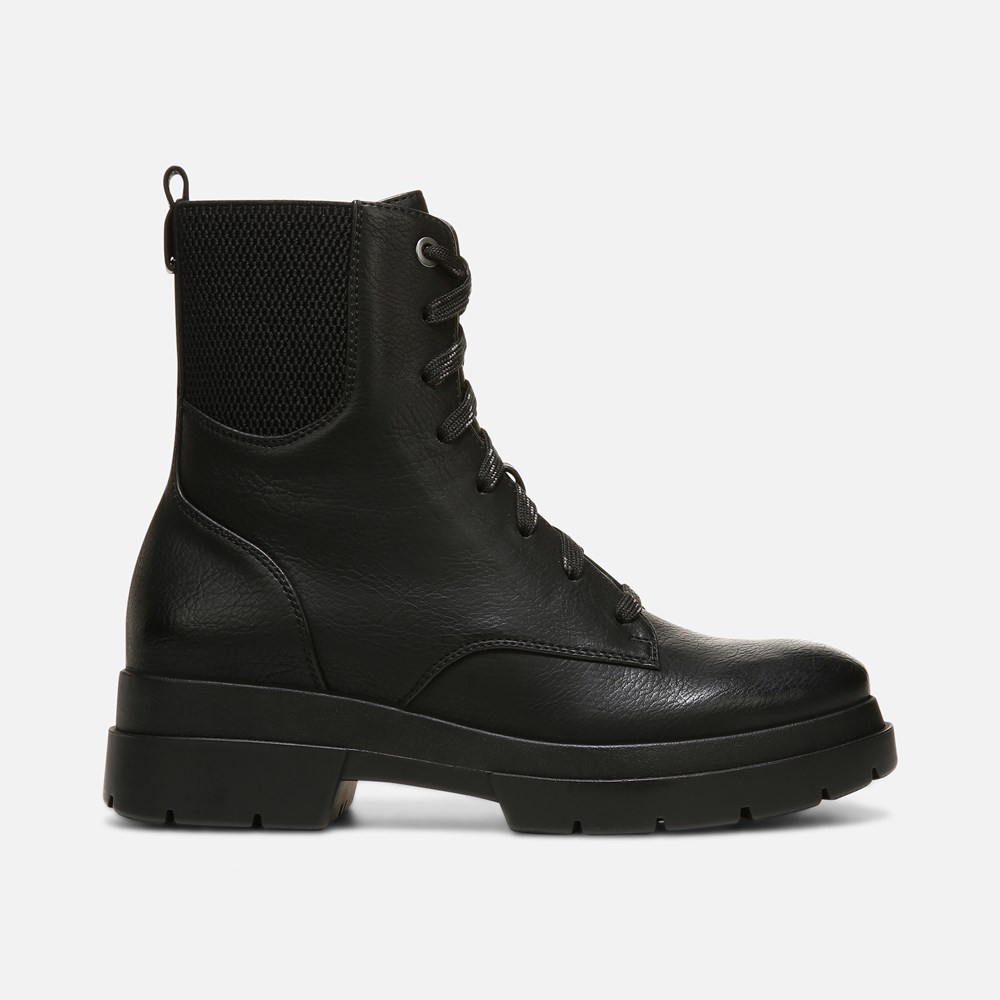 Naturalizer SOUL Ozzy Weather Resistant Combat Boot - Black Smooth Synthetic