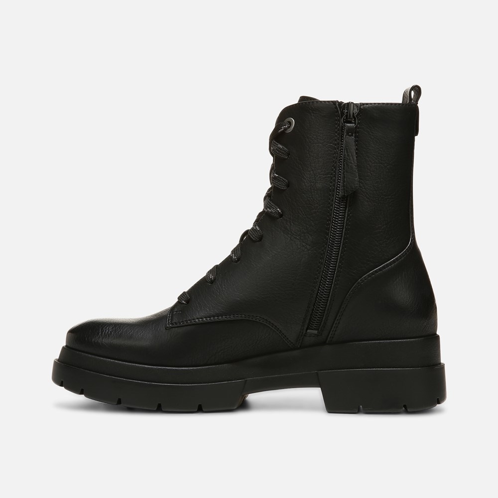 Naturalizer SOUL Ozzy Weather Resistant Combat Boot - Black Smooth Synthetic