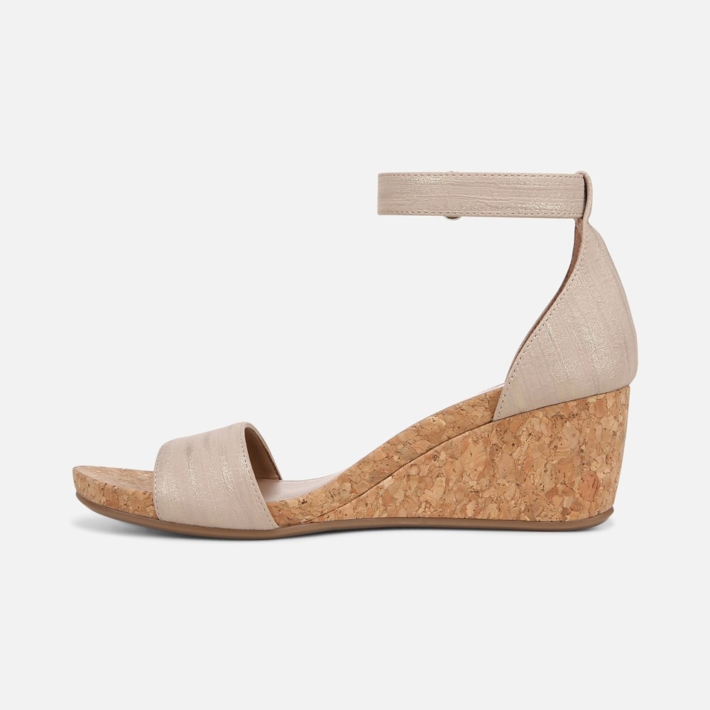 Naturalizer Areda Wedge Sandal - Fawn Beige Faux Leather