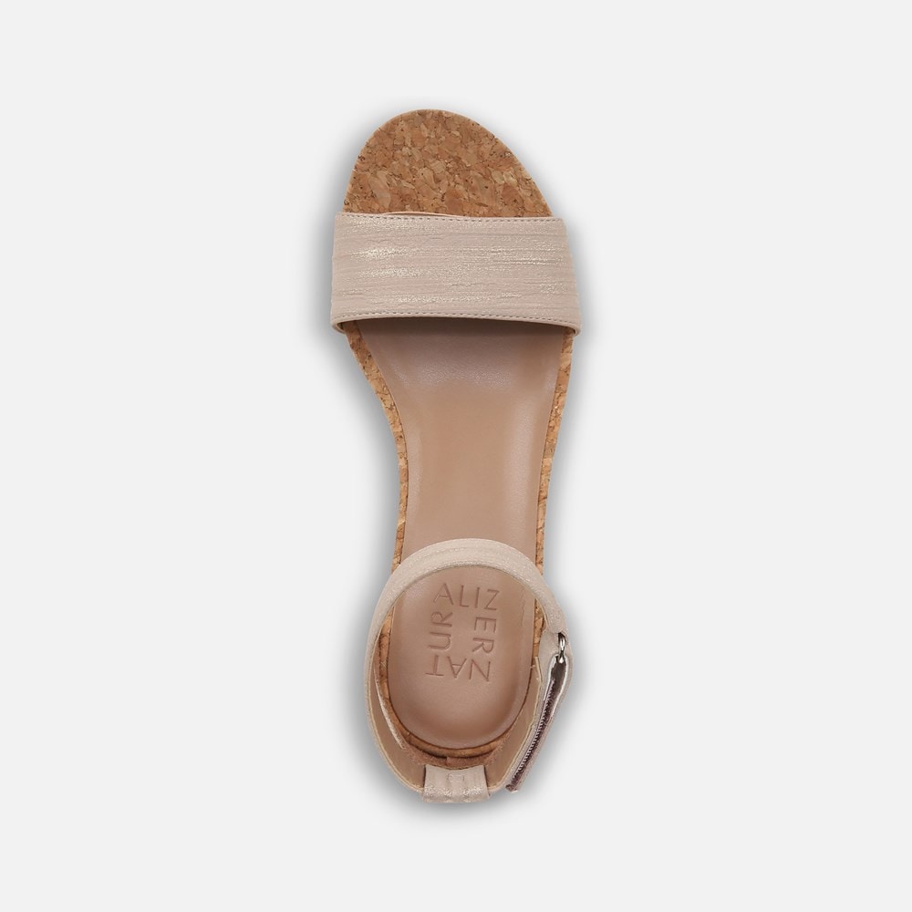 Naturalizer Areda Wedge Sandal - Fawn Beige Faux Leather