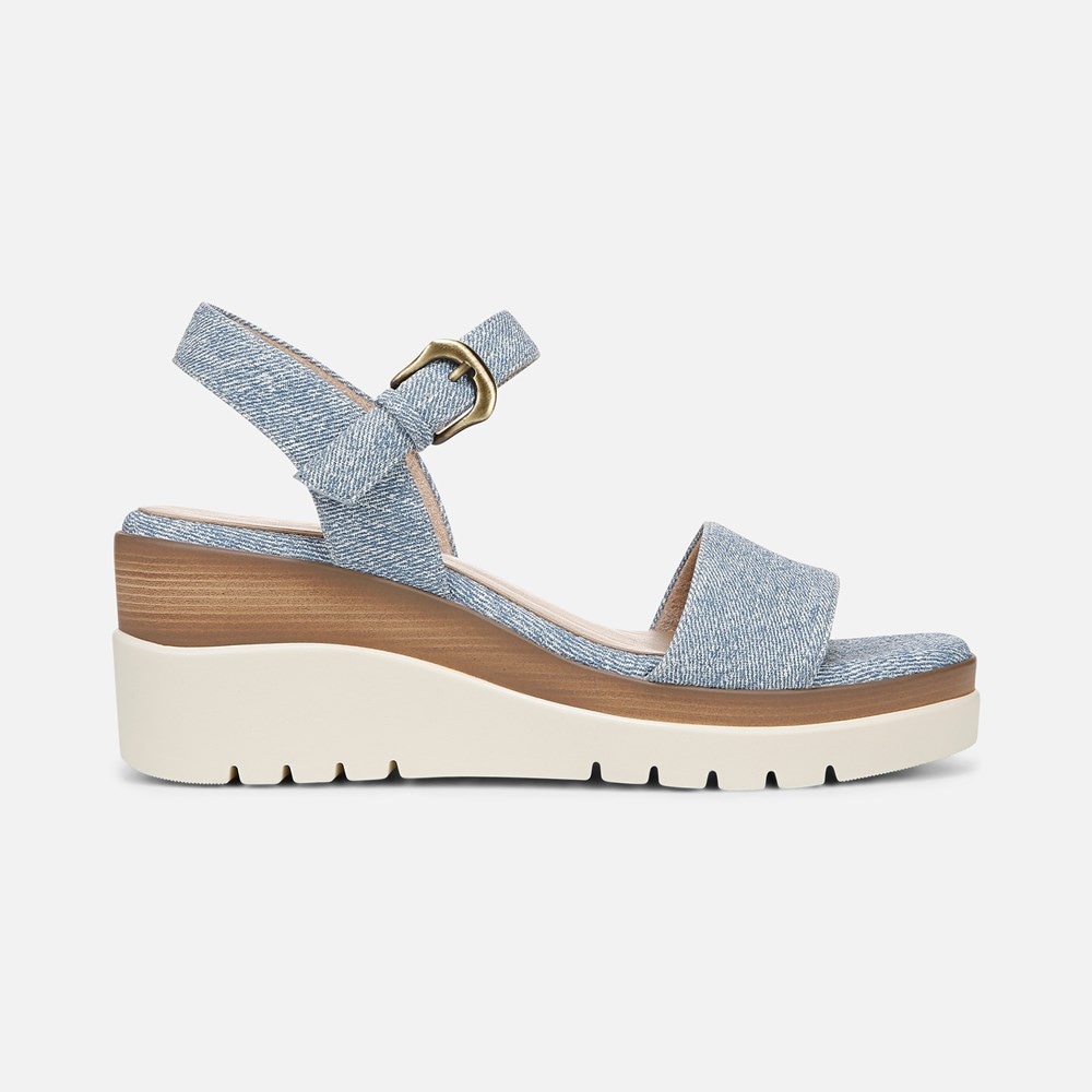 Naturalizer SOUL Graciela Wedge Sandal - Light Denim Blue Faux Leather