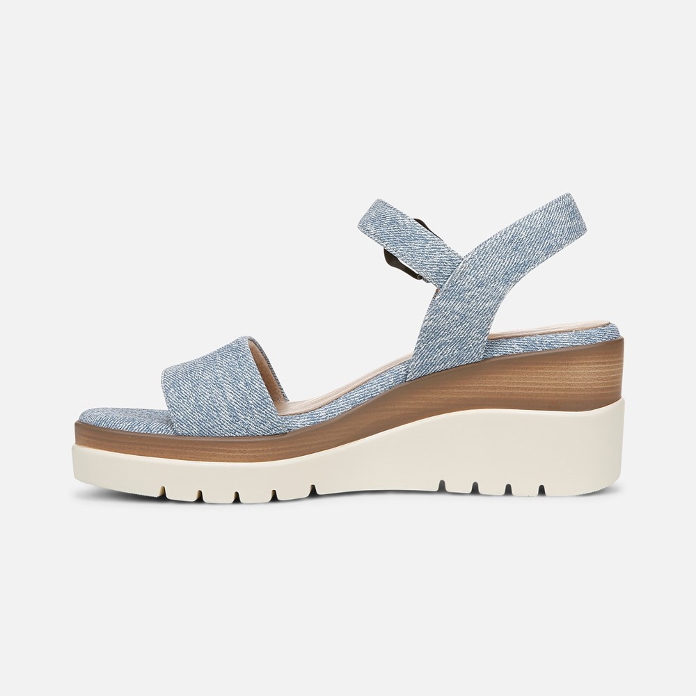 Naturalizer SOUL Graciela Wedge Sandal - Light Denim Blue Faux Leather