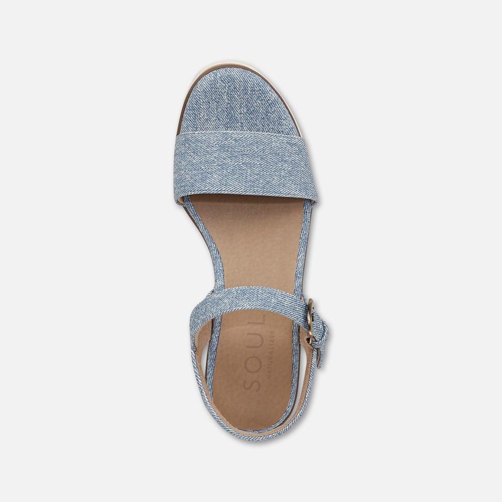 Naturalizer SOUL Graciela Wedge Sandal - Light Denim Blue Faux Leather