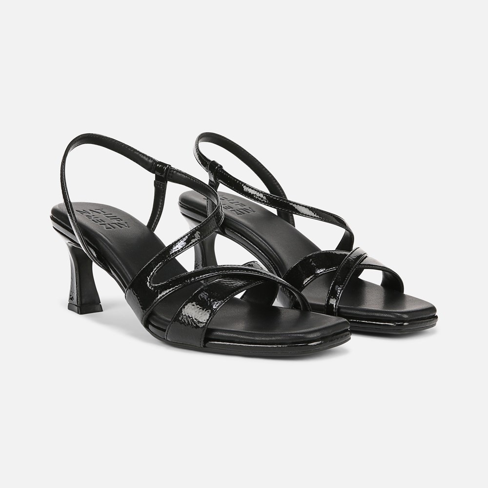 Naturalizer Kieran Strappy Dress Sandal - Black Faux Leather