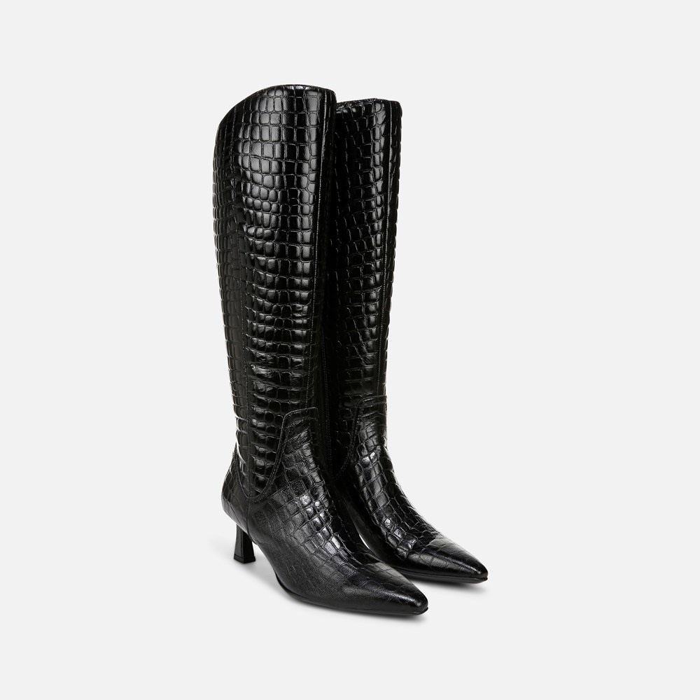 Naturalizer Deesha Wide Calf Knee High Boot - Black Croco Leather