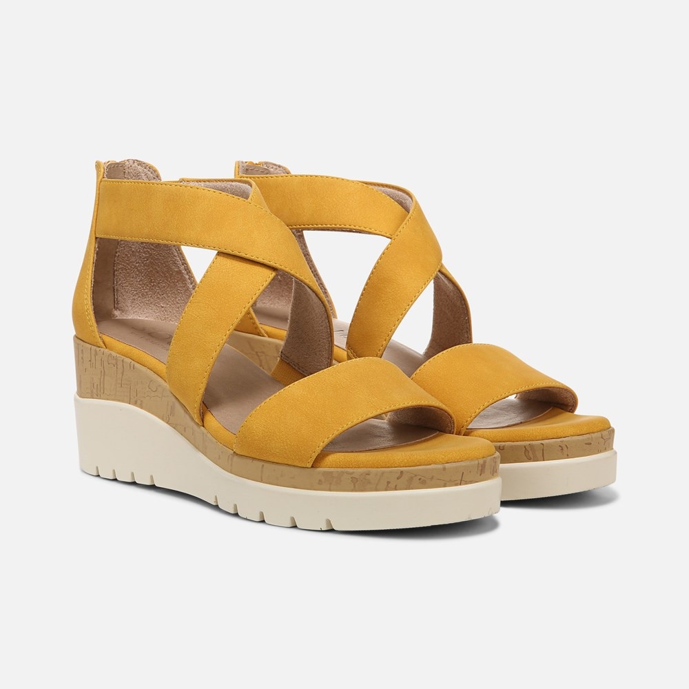 Naturalizer Soul Goodtimes Wedge Sandal - Yellow Synthetic