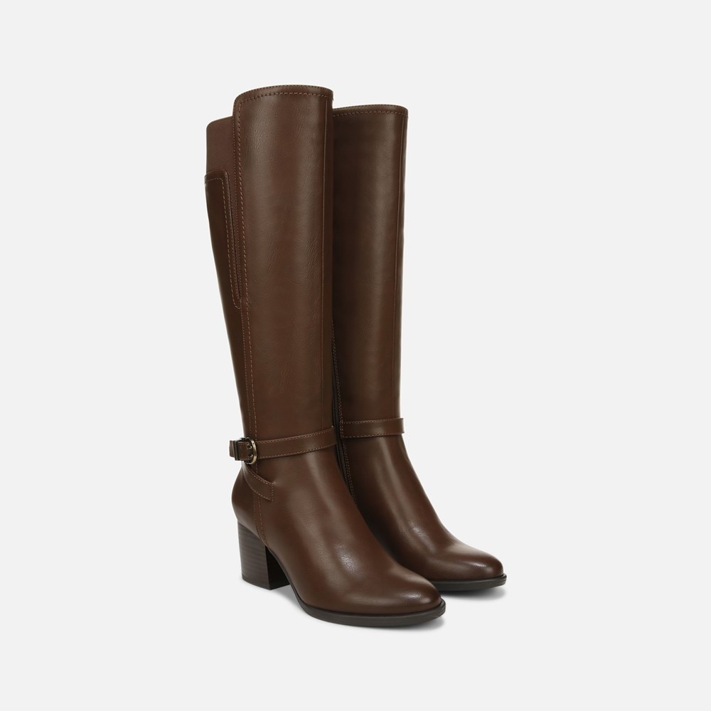 Naturalizer SOUL Uptown Wide Calf Knee High Boot - Dark Brown Faux Leather