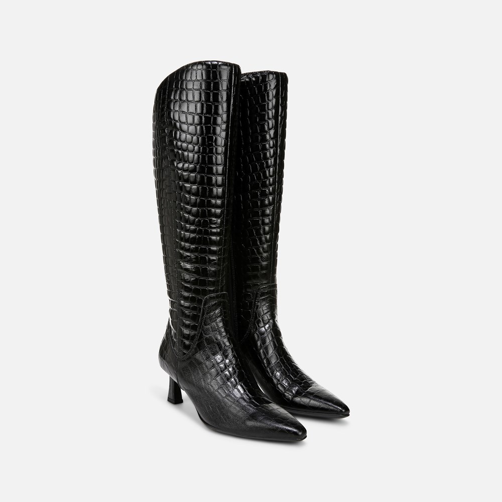 Naturalizer Deesha Extra Wide Calf Knee High Boot - Black Croco Leather